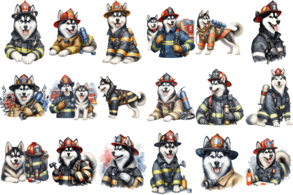 18 Watercolor Husky FireFighter Bundle Review