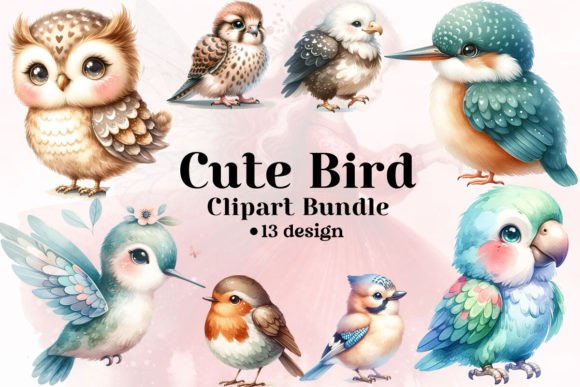 Charming Watercolor Bird Clipart for Creative Projects
