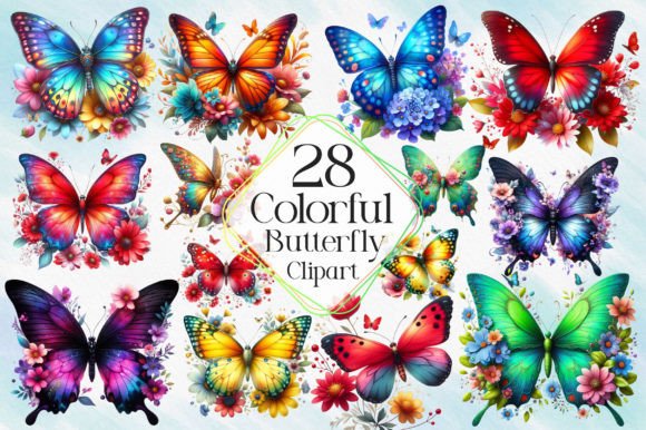 Colorful Butterfly Watercolor Clipart for Creatives