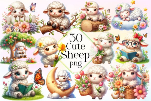 Cute Sheep Watercolor Sublimation