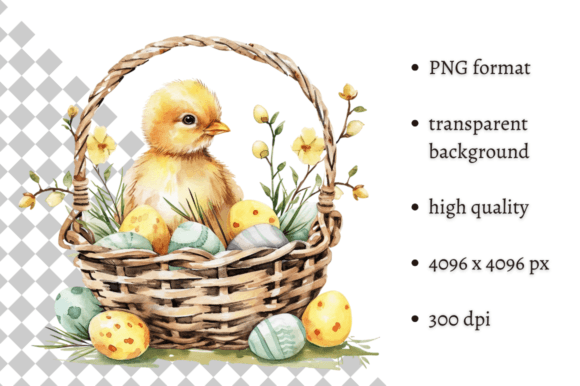 Cute Watercolor Easter Chicken Clipart