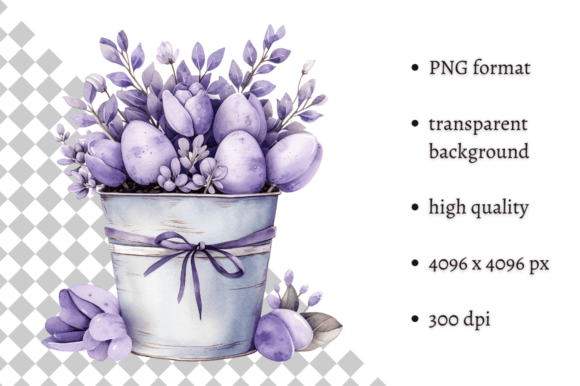 Designing with Watercolor Lavender Easter Bucket PNG