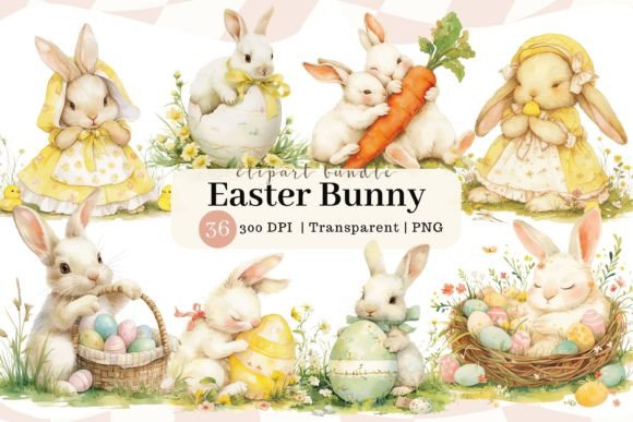 Easter Bunny Watercolor Clipart