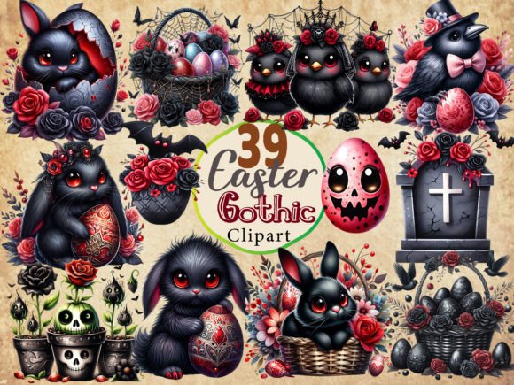 Easter Gothic Watercolor Clipart Bundle