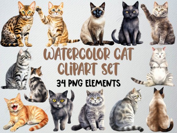 Elevate Your Brand with Watercolor Cat Clipart: A Designer's Guide