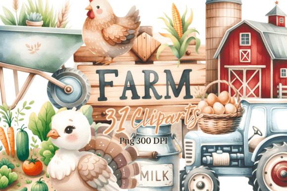 Farm Watercolor Clipart Sublimation: A Versatile Design Asset for Creative Projects