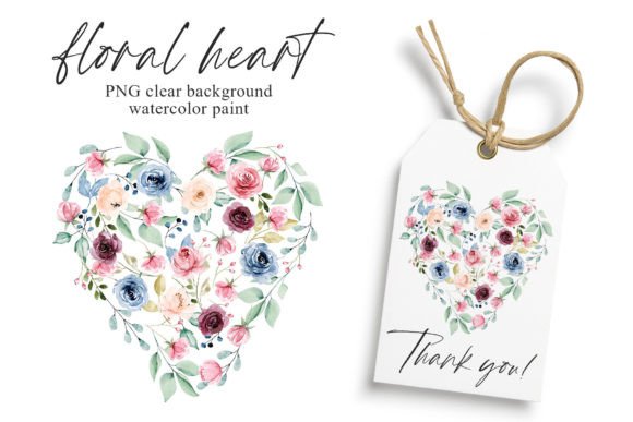 Floral Heart with Watercolor Flowers PNG Guide