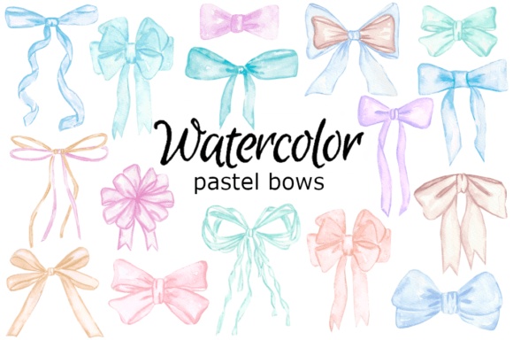 Pastel Bows Watercolor Clipart for Creative Projects