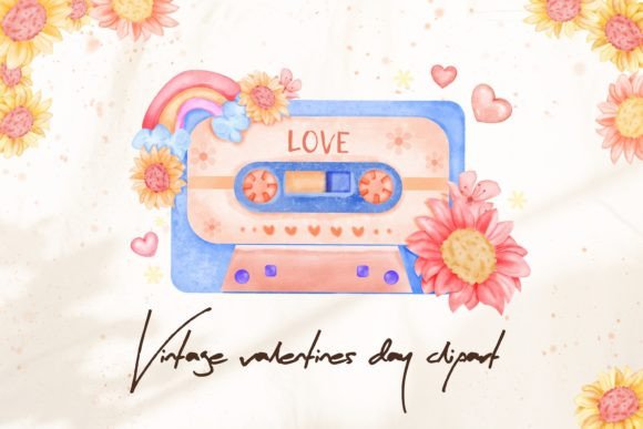 Retro Tape Cassette Watercolor Clipart