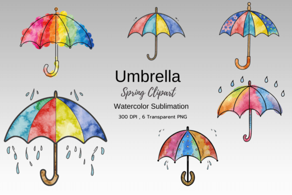 Vibrant Umbrella Watercolor Sublimation for Modern Design Work