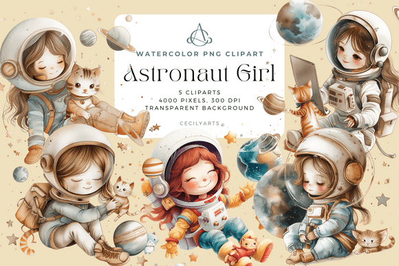 Watercolor Astronaut Cliparts: A Fresh Take on Space Imagery