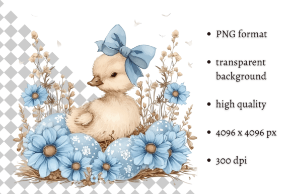 Watercolor Blue Easter Duckling Clipart for Design Projects