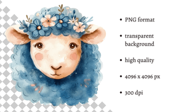 Watercolor Blue Easter Sheep Clipart for Modern Spring Designs