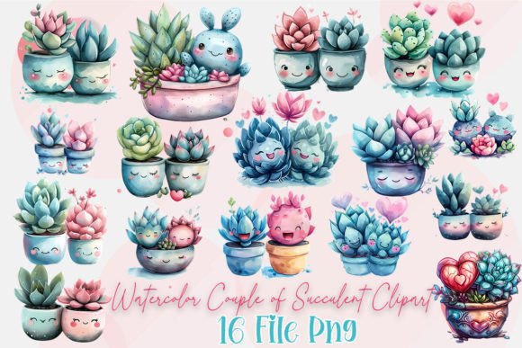 Watercolor Couple of Succulent Clipart: A Design Asset Worth Collecting