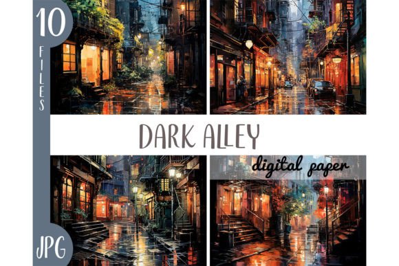 Watercolor Dark Alley Clipart JPG: A Gritty Art Asset