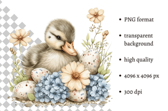Watercolor Easter Duckling Clipart for Spring Design