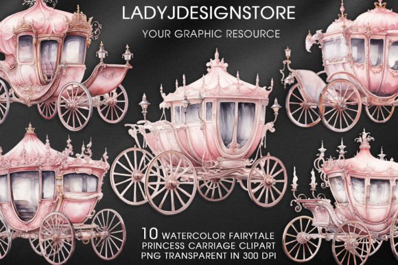 Watercolor Fairytale Princess Carriage