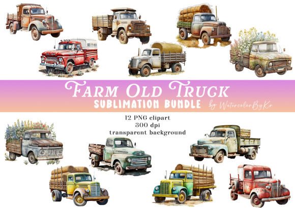 Watercolor Farm Old Truck Bundle Clipart: A Versatile Tool for Branding and Creative Projects
