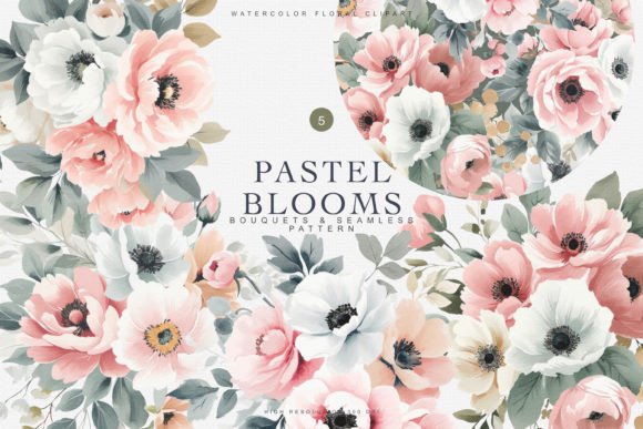 Watercolor Floral Clipart Pattern for Modern Design Projects