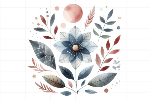 Watercolor Flower Leaves, Abstract Shape