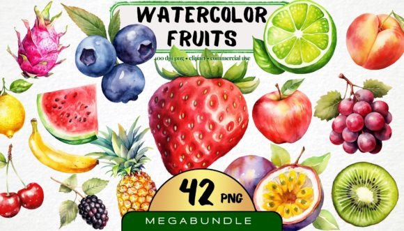 Watercolor Fruits Clipart Bundle