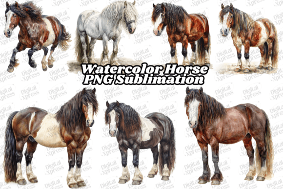 Watercolor Horse PNG Sublimation for Creative Projects