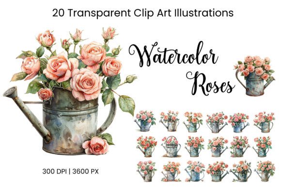 Watercolor Soft Pink Roses in a Pot: A Gentle Display Font for Branding and Design