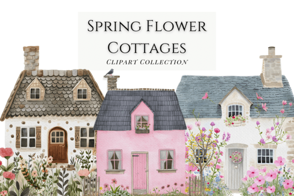 Watercolor Spring Flower Cottages: A Designer's Guide