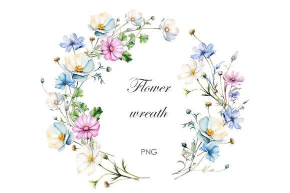 Wildflower Wreath Watercolor Anemone